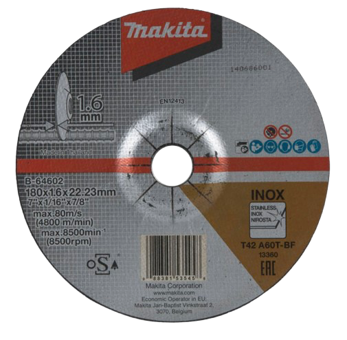 Disco de corte (180 x 1,6 x 22,2) deprim. B-64602 MAKITA